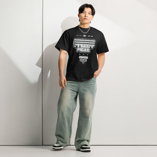 T-shirt boxy Street Wear Super Graffiti noir face - détail graffiti