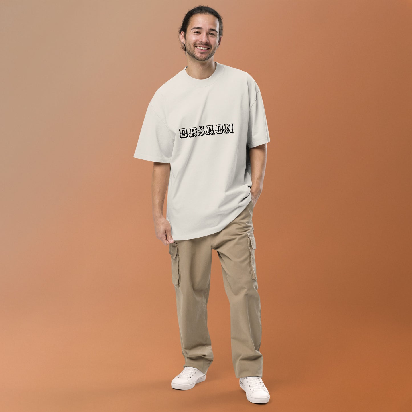 T-shirt oversize délavé Vision Catastrophic ivoire délavé face - détail broderie DASAON