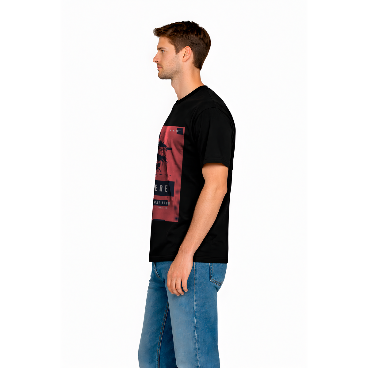 T-shirt noir homme « Somewhere » – Design urbain moderne & impression premium