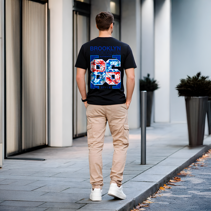 T-shirt noir streetwear Brooklyn 85 – visuel graphique dos