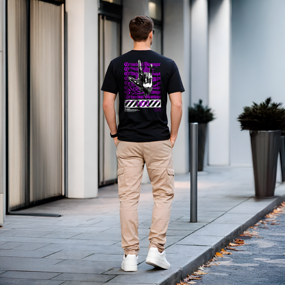 T-shirt noir streetwear – design graphique violet au dos