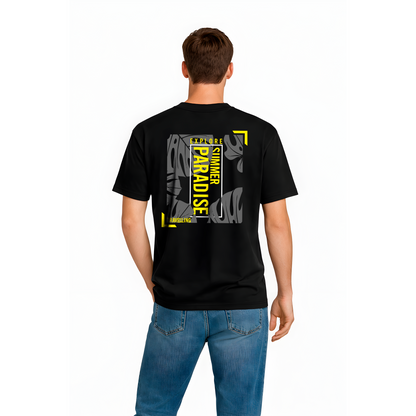 T-shirt noir Explore Summer Paradise vertical – streetwear