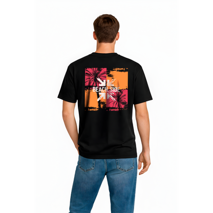 T-shirt noir Beach Side – streetwear été plage homme