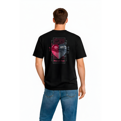 T-shirt noir Strong Inside – streetwear cœur homme