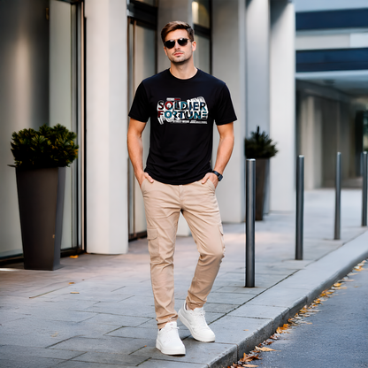 T-shirt noir Soldier Fortune – streetwear urbain homme