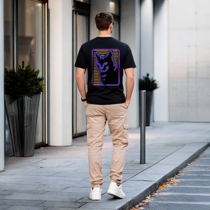 T-shirt noir Neon Wolf – loup néon streetwear homme