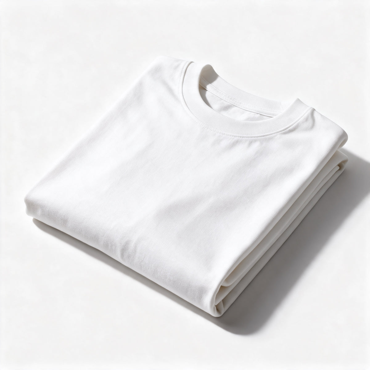 T-shirt oversize blanc uni à personnaliser - plié, détail du tissu