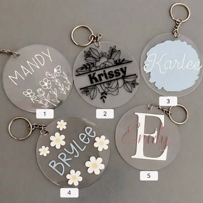 Porte-clés rond acrylique personnalisé prénom – cadeau