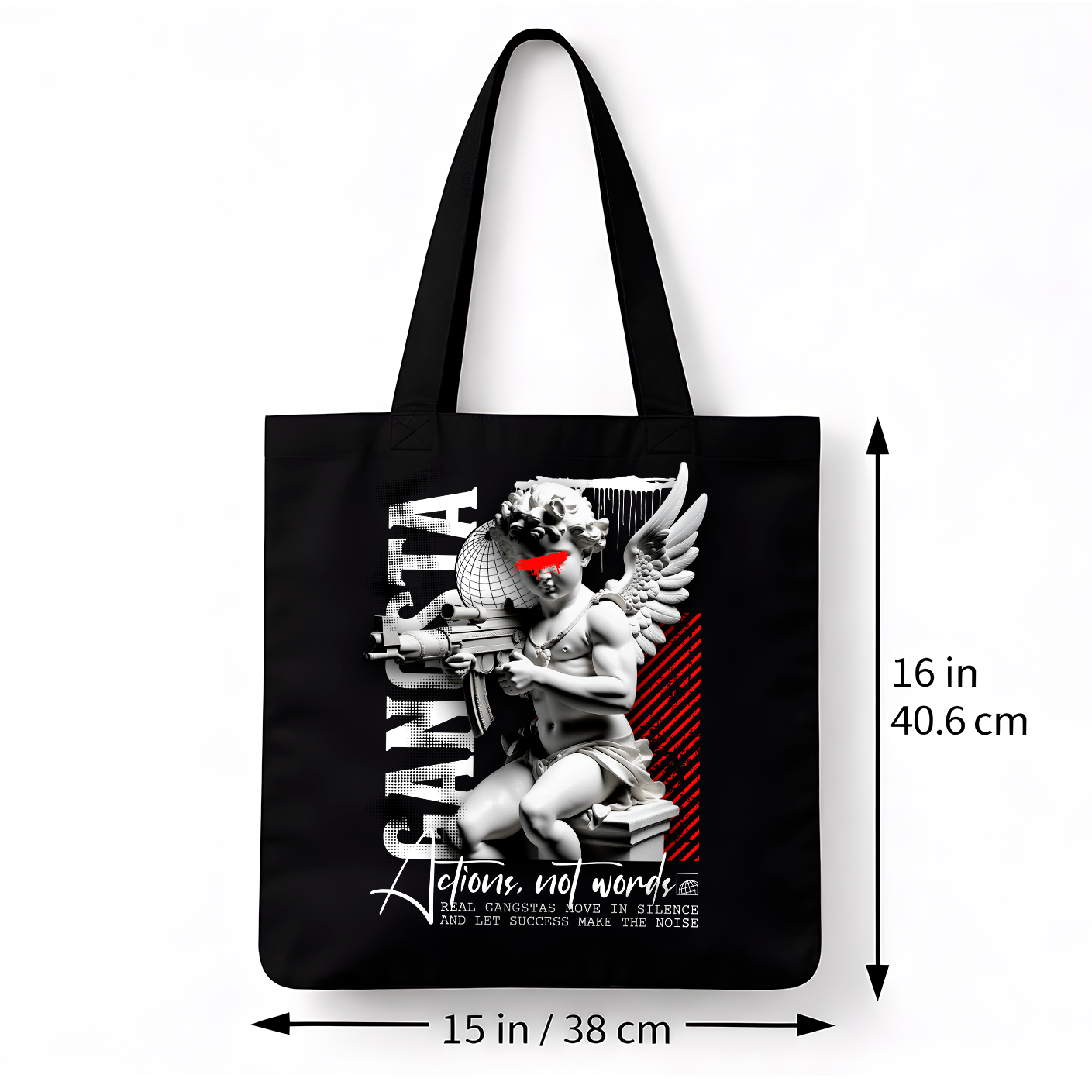 Tote bag noir Gangsta Angel