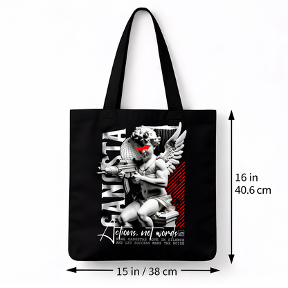 Tote bag noir Gangsta Angel – street art coton premium