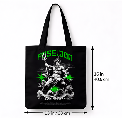 Tote bag noir Poseidon God of Seas – coton épais