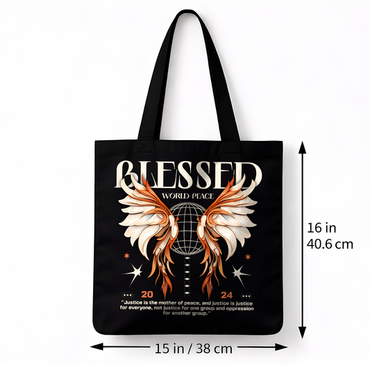 Sac Tote Bag Noir « BLESSED – World Peace