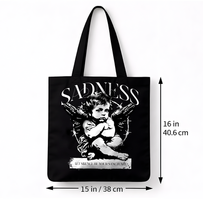 Tote bag noir SADNESS ange gothique