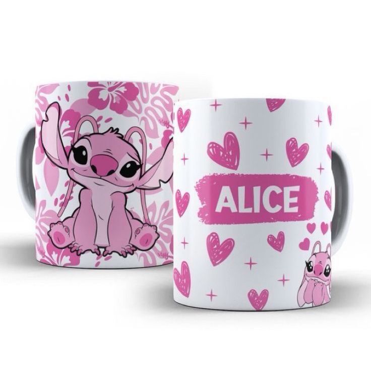 Mug personnalisé kawaii rose avec prénom