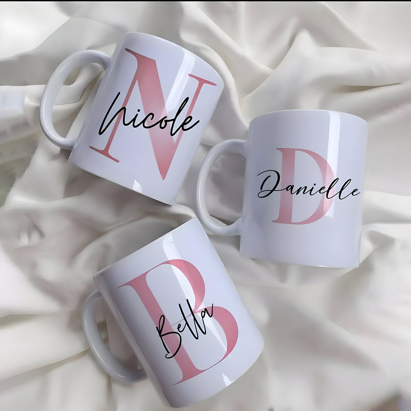 Mug personnalisé initiale et prénom – cadeau élégant