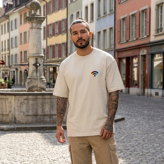 T-shirt Oversize Délavé Robot Wifi - Streetwear Aesthetic Homme