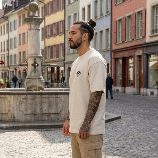 T-shirt Oversize Délavé Robot Wifi - Streetwear Aesthetic Homme