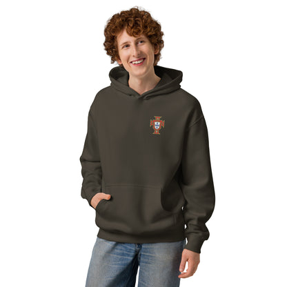 Sweat à capuche oversize Portugal noir vintage face - écusson