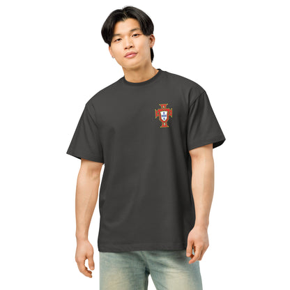 T-shirt oversize Cristiano Ronaldo Portugal noir vintage face - écusson