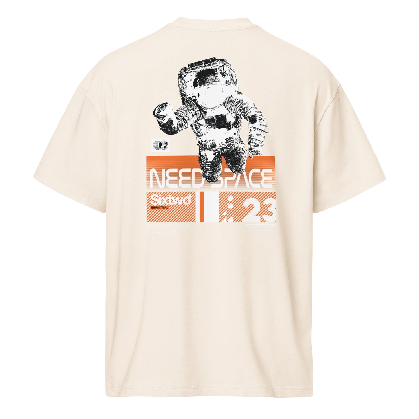 T-shirt Need Space astronaute blanc vintage dos - grand imprimé