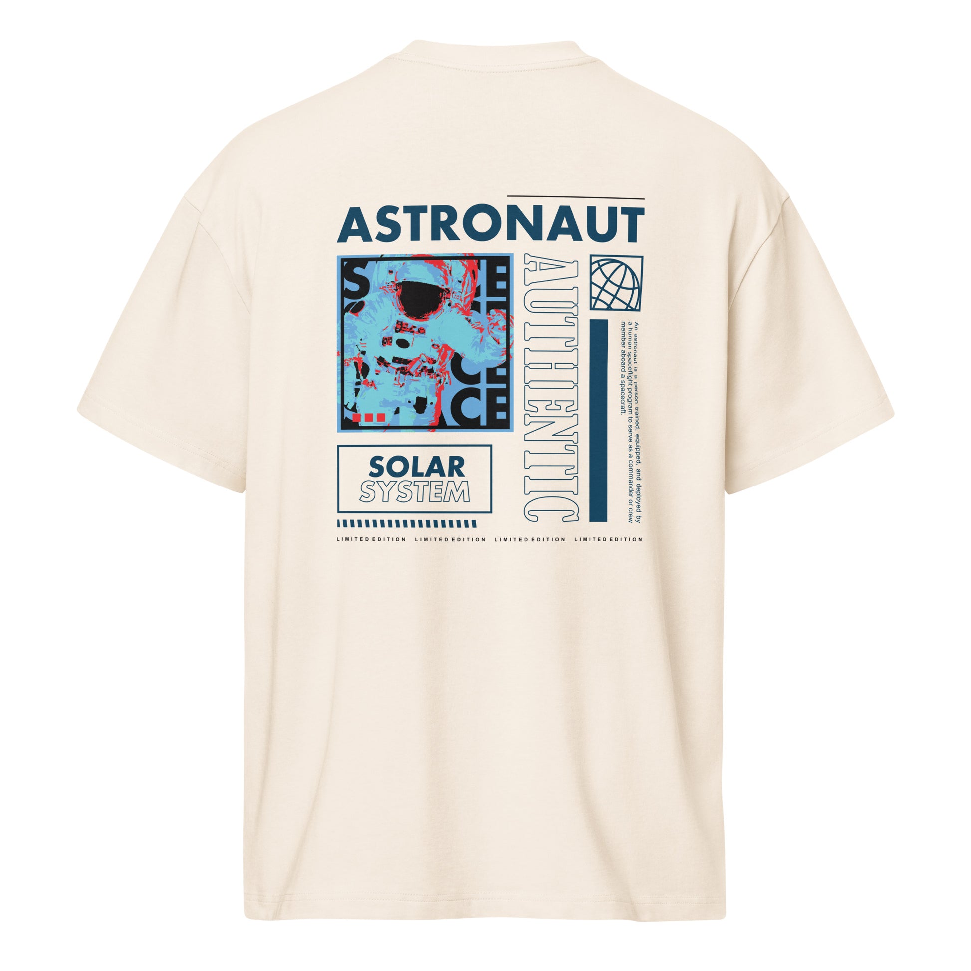 T-shirt boxy Astronaut Solar System blanc vintage dos - collage astronaute Limited Edition