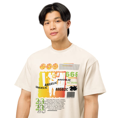 T-shirt boxy Angelic 666 blanc vintage face - détail collage streetwear