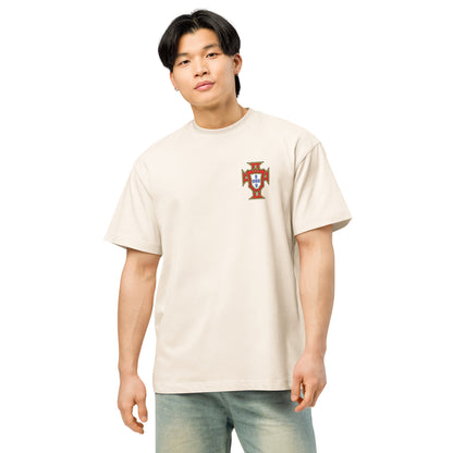 T-shirt oversize Cristiano Ronaldo Portugal blanc vintage face - écusson