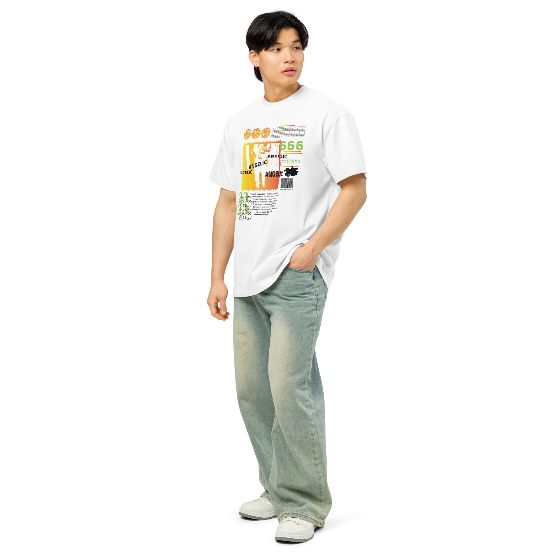 T-shirt boxy Angelic 666 blanc profil gauche