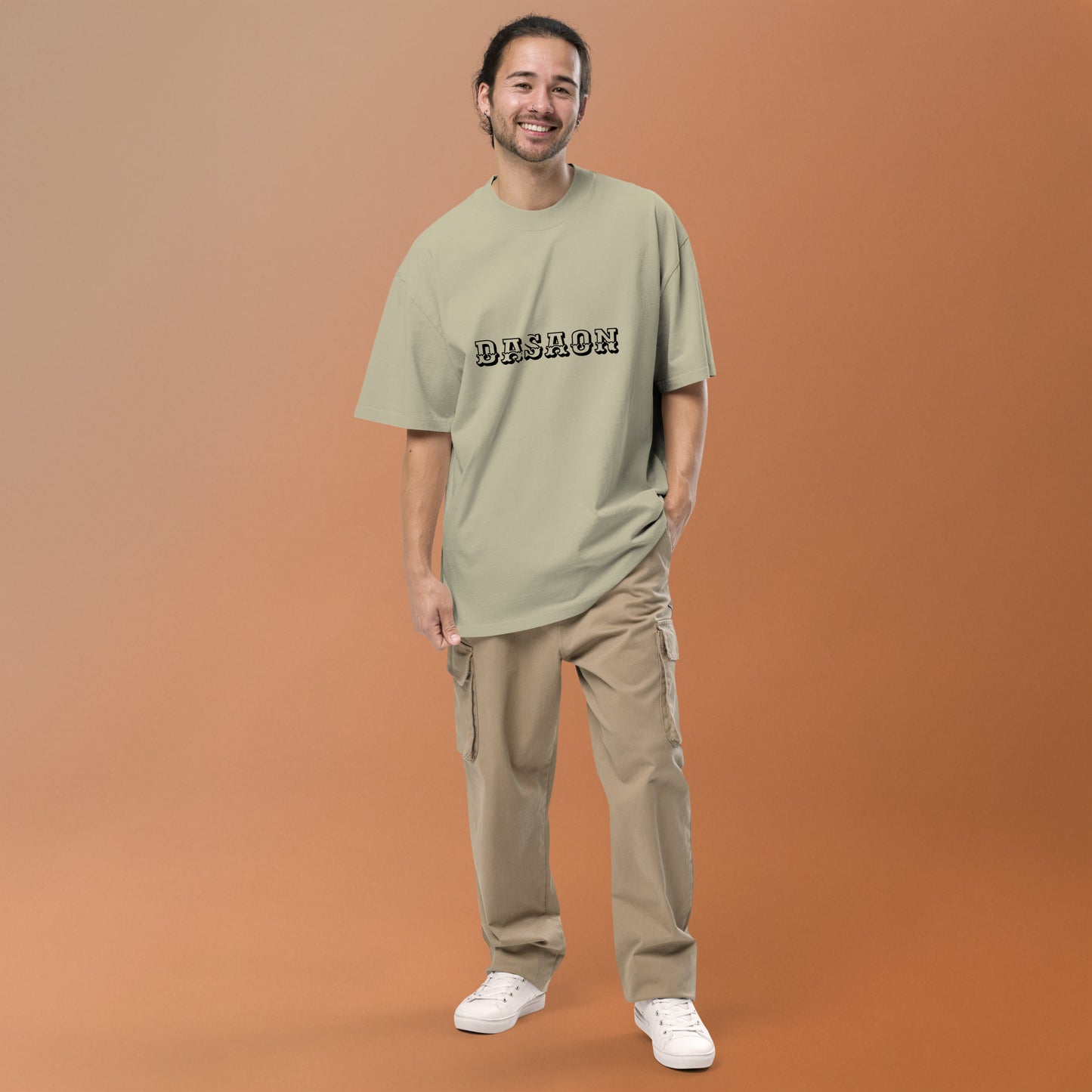 T-shirt oversize délavé Vision Catastrophic eucalyptus délavé face - détail broderie DASAON