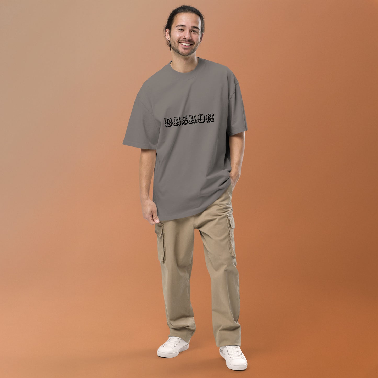 T-shirt oversize délavé Vision Catastrophic gris délavé face - détail broderie DASAON