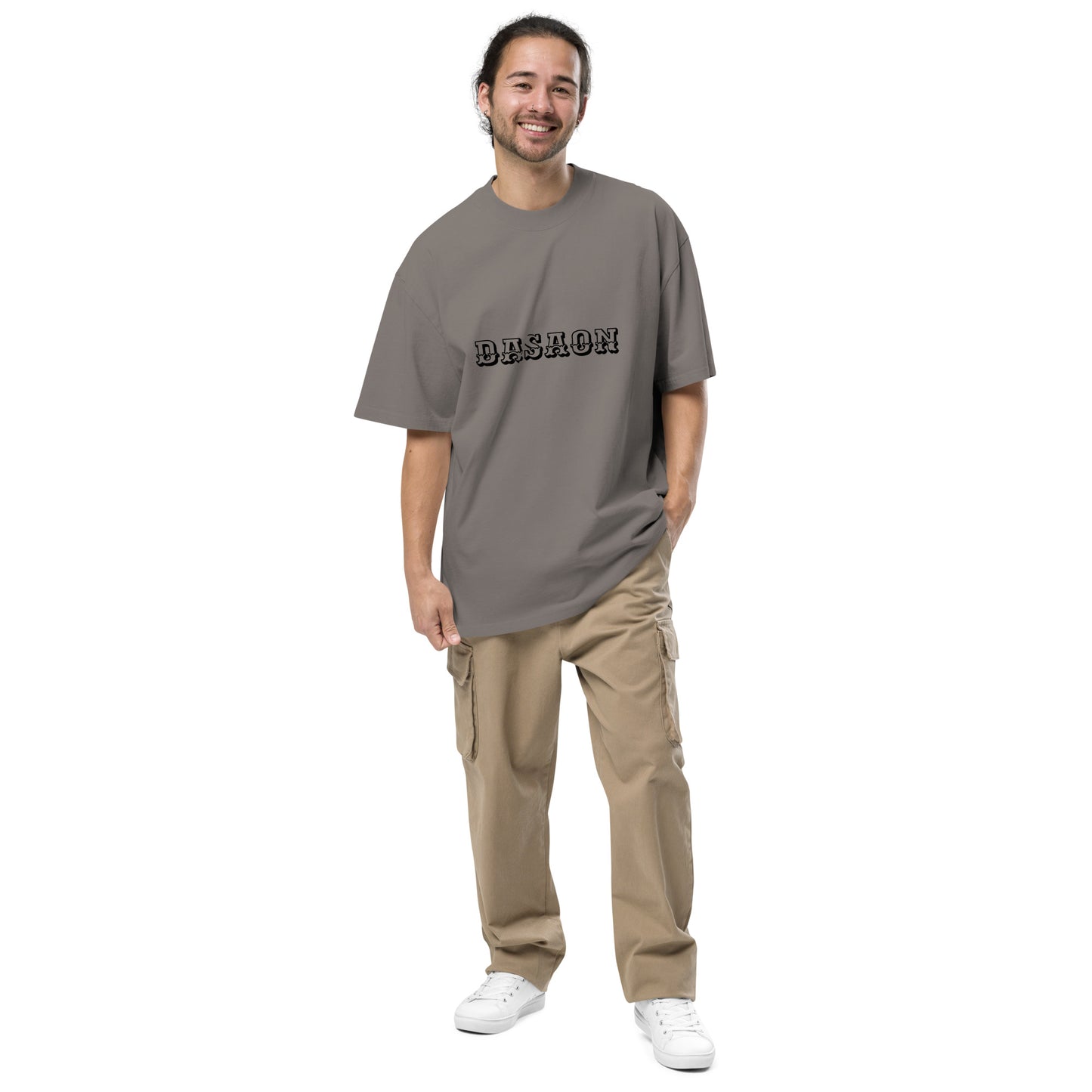 T-shirt oversize délavé Vision Catastrophic gris délavé face - broderie DASAON à la poitrine