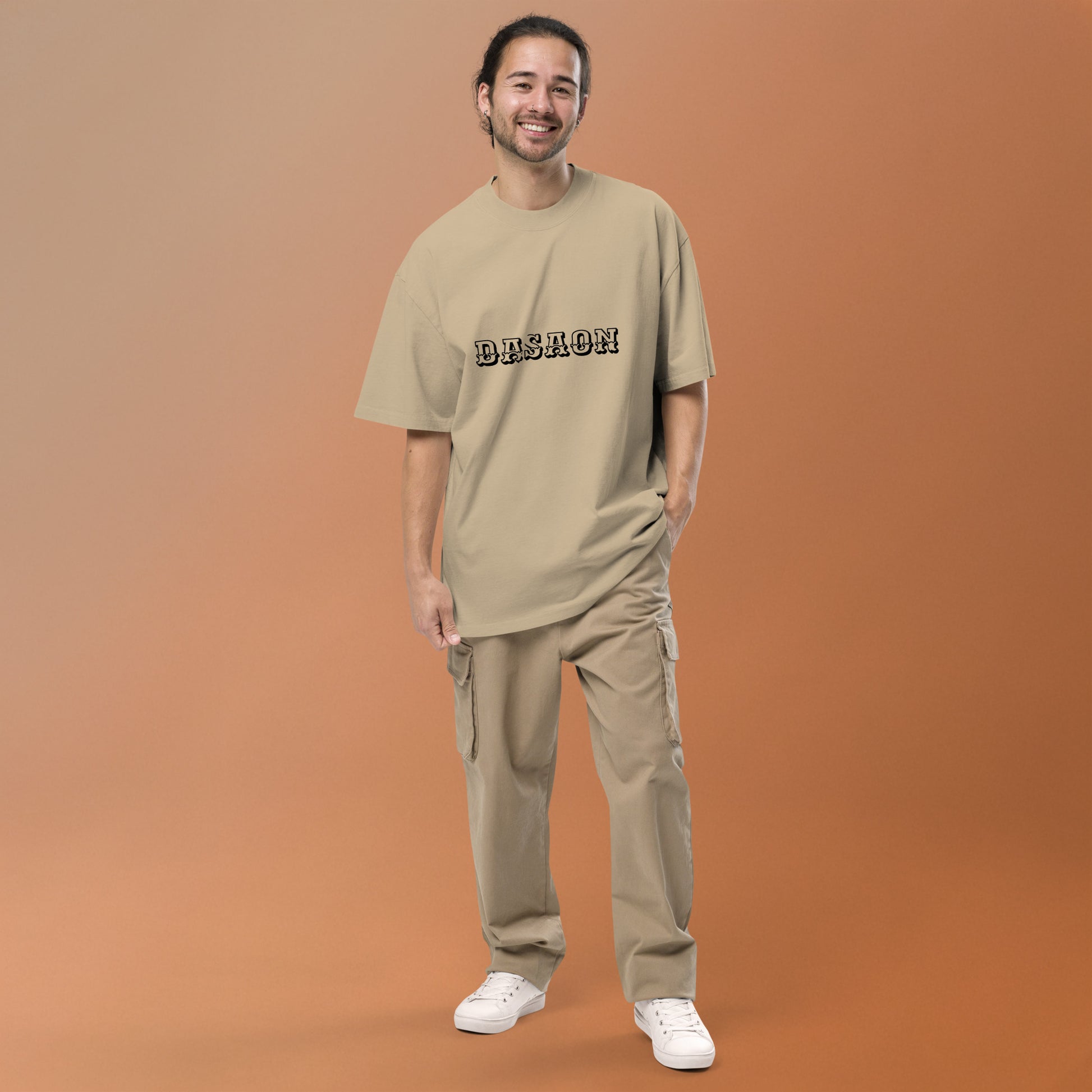 T-shirt oversize délavé Vision Catastrophic kaki délavé face - détail broderie DASAON