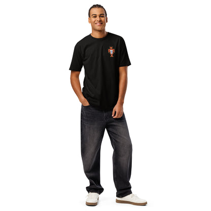 T-shirt premium Cristiano Ronaldo Portugal noir face - écusson