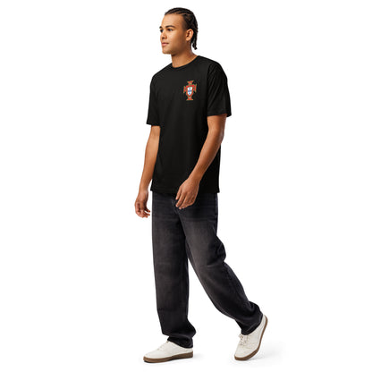 T-shirt premium Cristiano Ronaldo Portugal noir - profil écusson