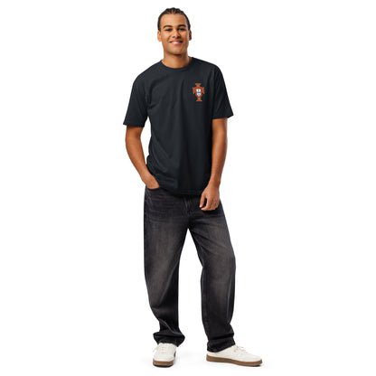 T-shirt premium Cristiano Ronaldo Portugal bleu marine face - écusson