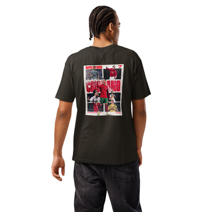 T-shirt premium Cristiano Ronaldo Portugal noir vintage dos - imprimé