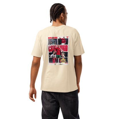 T-shirt premium Cristiano Ronaldo Portugal blanc vintage dos - imprimé