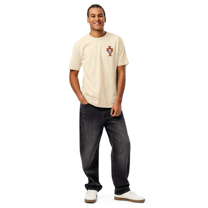 T-shirt premium Cristiano Ronaldo Portugal blanc vintage face - écusson