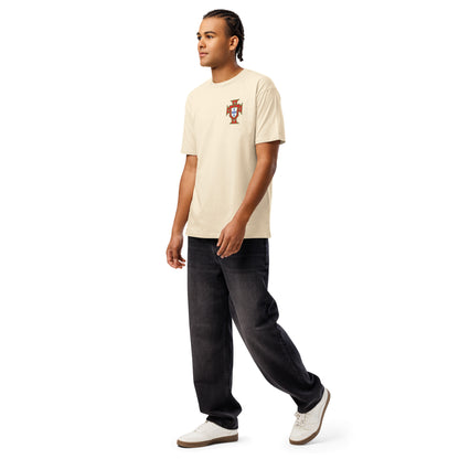 T-shirt premium Cristiano Ronaldo Portugal blanc vintage - profil