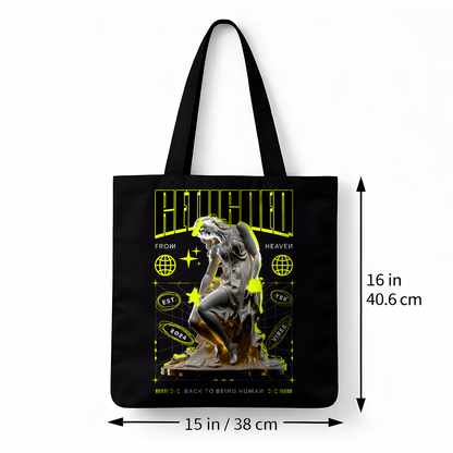Tote bag noir Released – art contemporain statue coton