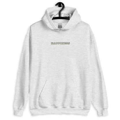Sweat à capuche Happiness Worldwide gris cendré face - broderie