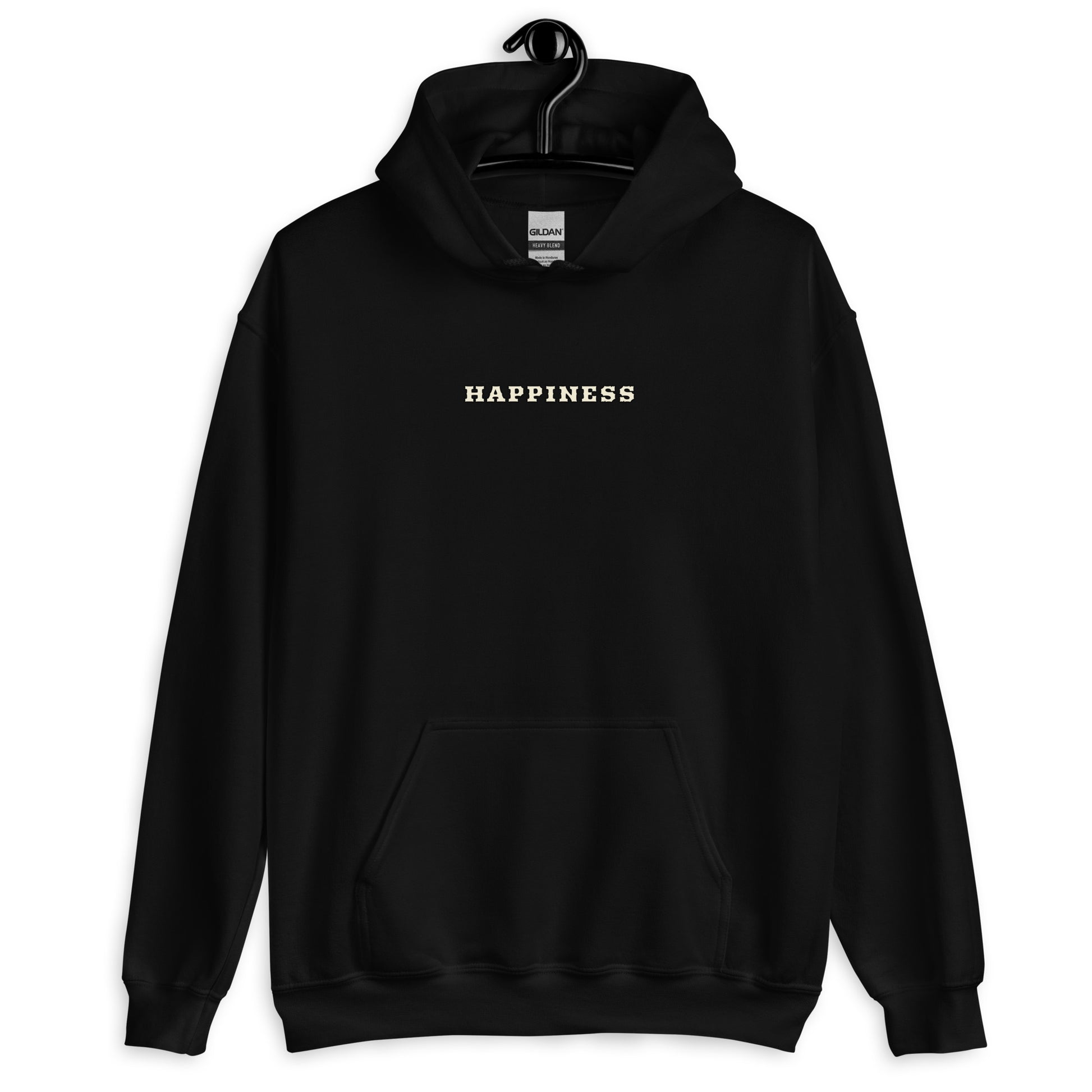 Sweat à capuche Happiness Worldwide noir face - broderie Happiness