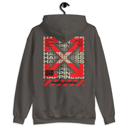 Sweat à capuche Happiness Worldwide anthracite dos - imprimé