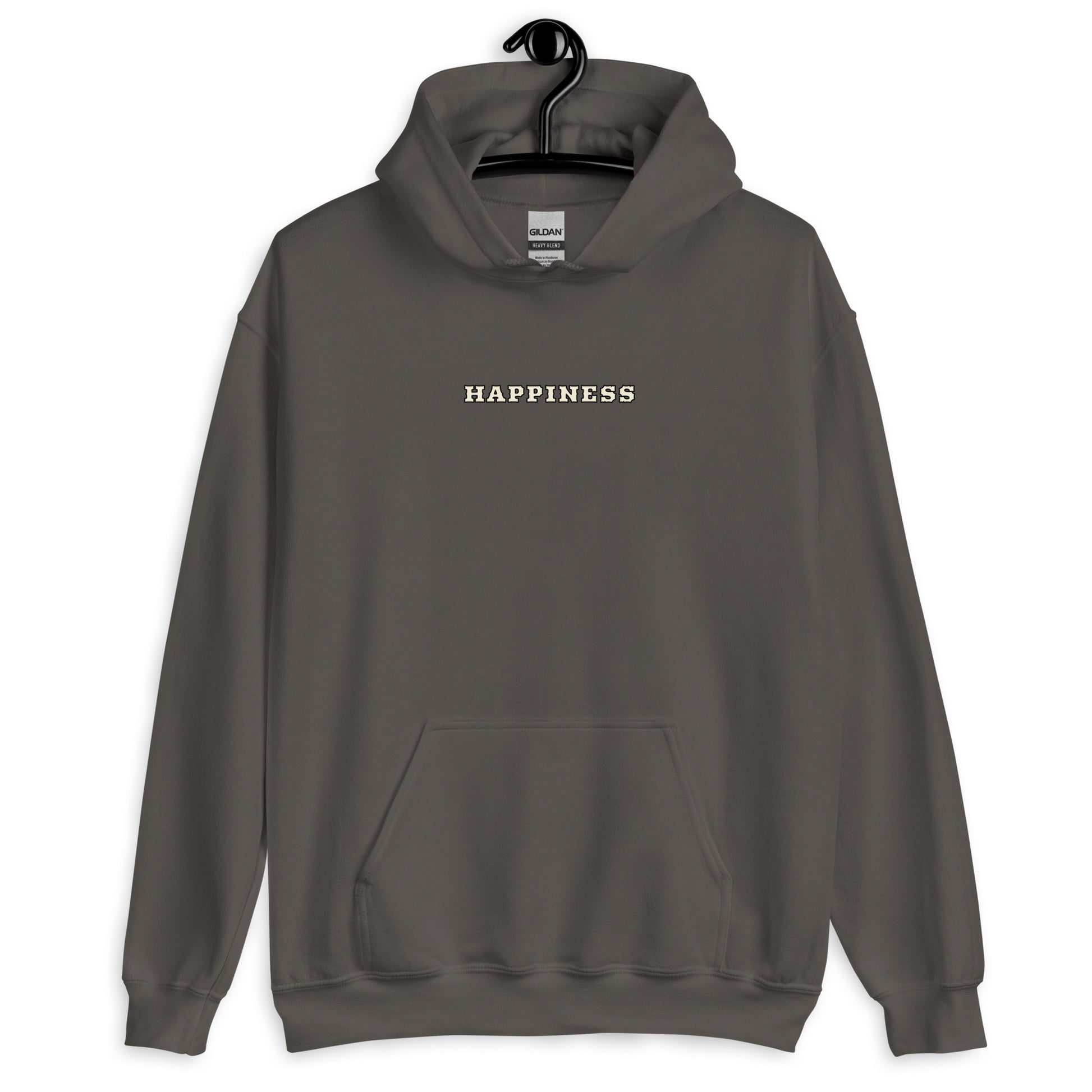 Sweat à capuche Happiness Worldwide anthracite face - broderie