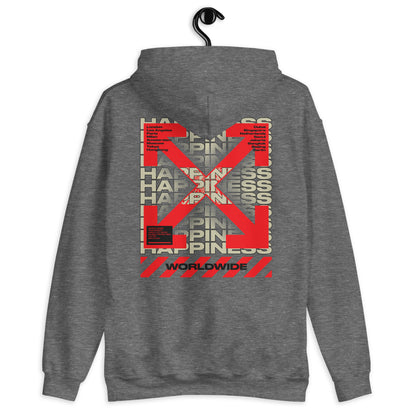 Sweat à capuche Happiness Worldwide graphite dos - imprimé