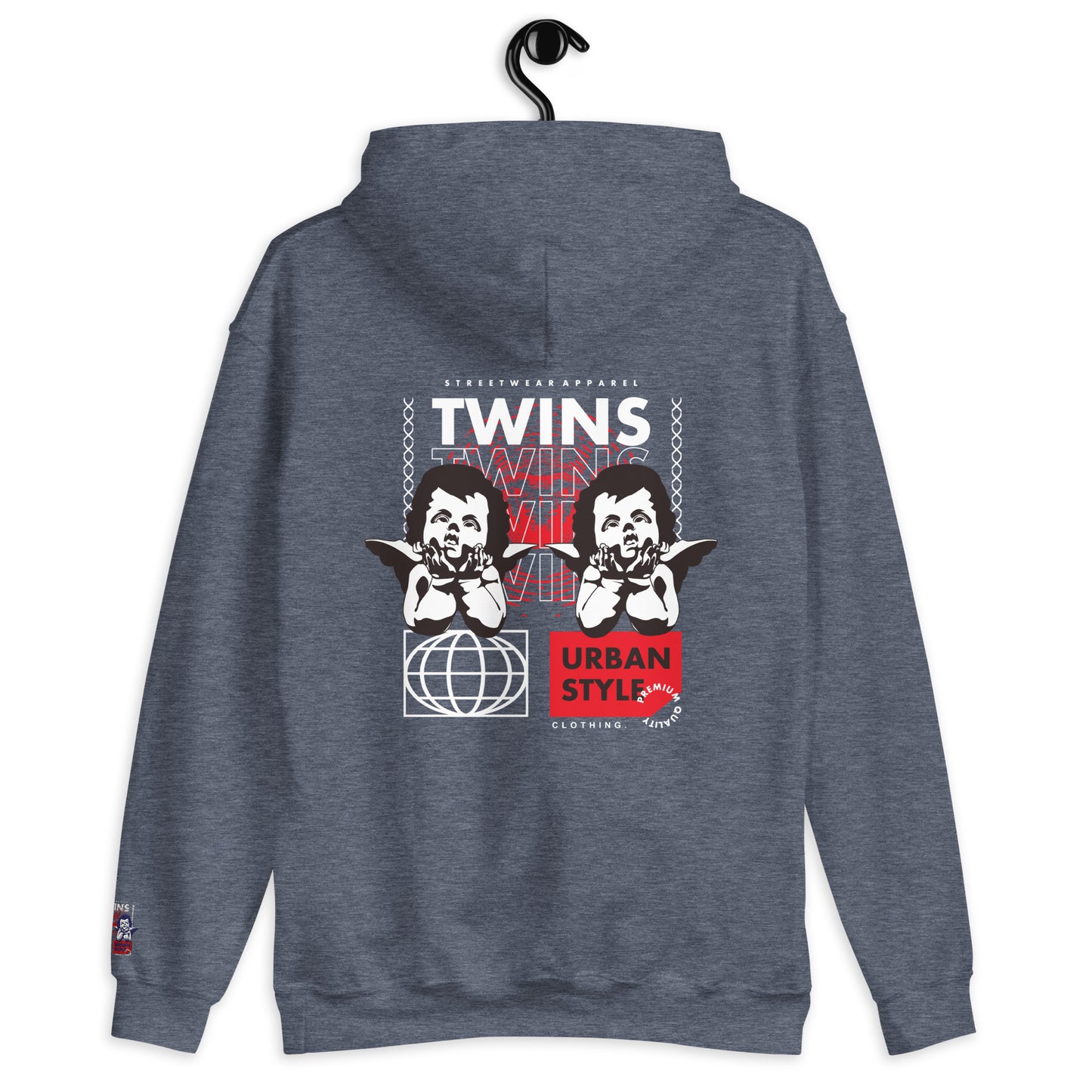 Sweat à capuche Twins Urban Style bleu marine sport dos - chérubins
