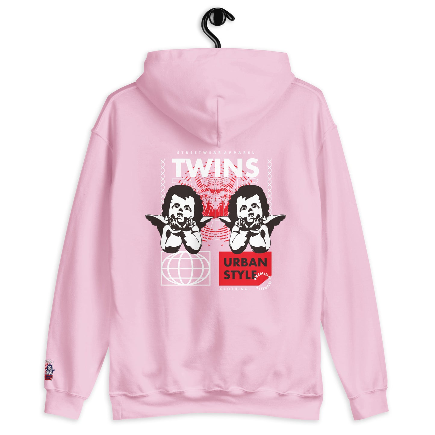 Sweat à capuche Twins Urban Style rose clair dos - chérubins