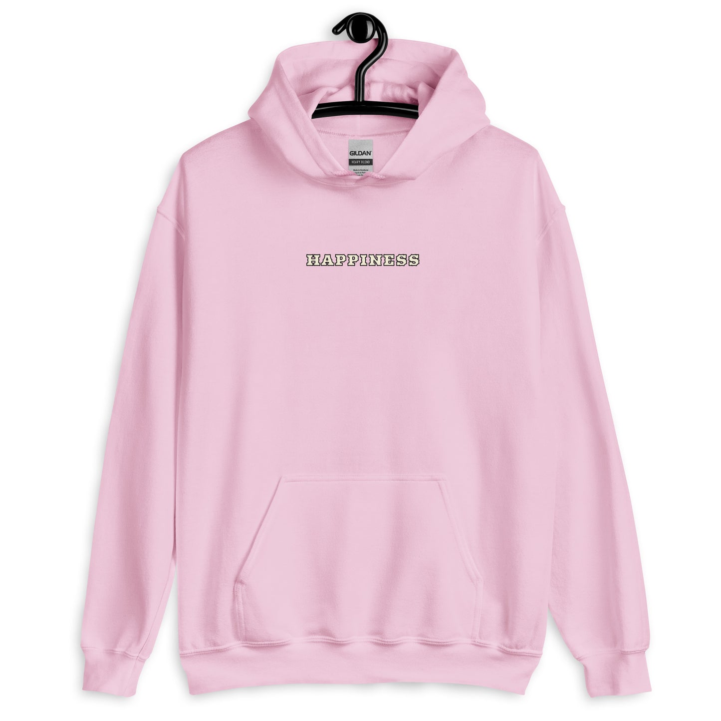 Sweat à capuche Happiness Worldwide rose clair face - broderie