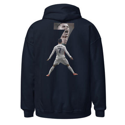 Pull à capuche CR7 Cristiano Ronaldo bleu marine dos – imprimé Ronaldo