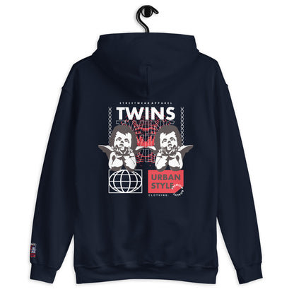 Sweat à capuche Twins Urban Style bleu marine dos - chérubins